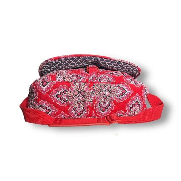 Vera Bradley Frankly Scarlet Messenger Bag Red Pink Quilted Tote Laptop Boho - Picture 9 of 14